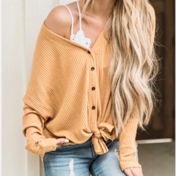 SOLD 💎 American Eagle Waffle Knit Button Up Top XS SMALL - Picture 4 of 13